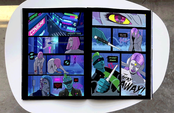 Some of the Neon Wasteland AR Comics by Rob Shields