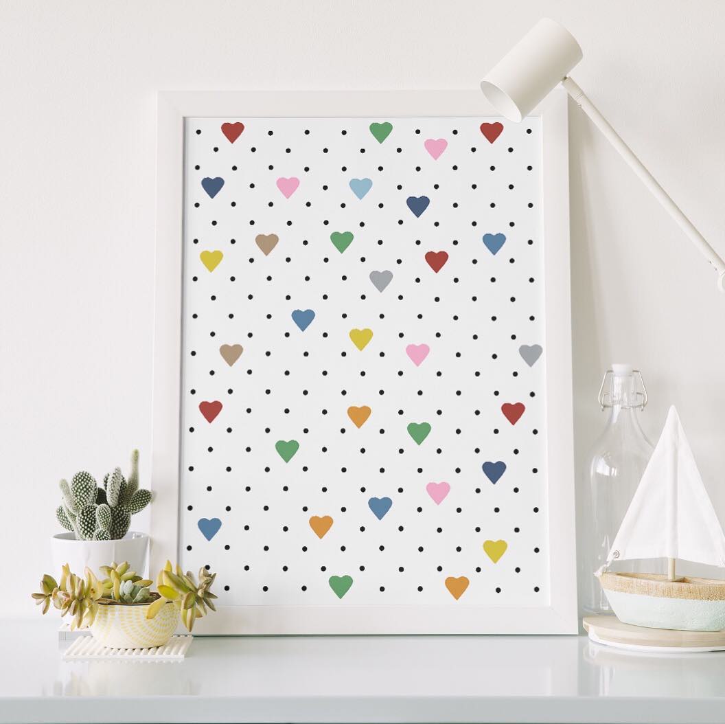 Framed heart dot print