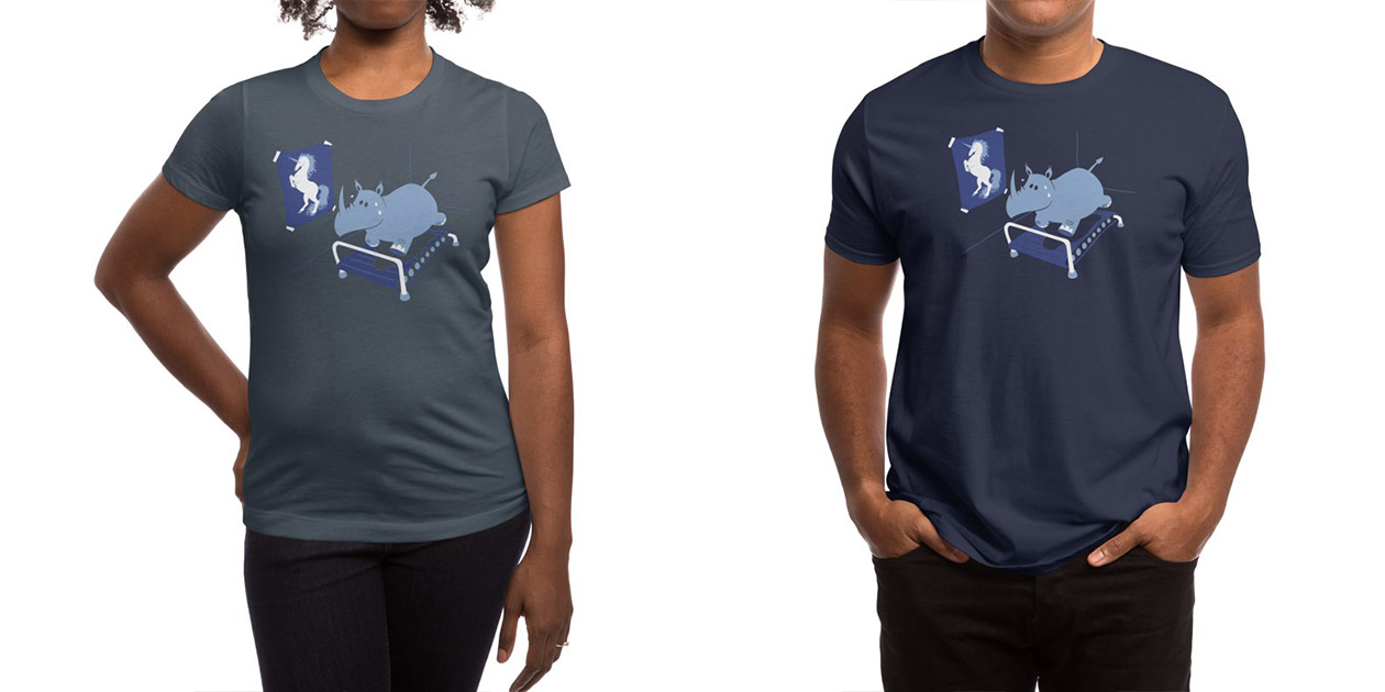 “Runnin’ Rhino” Women’s Shirt and Men’s Shirt by Deep Space Designs