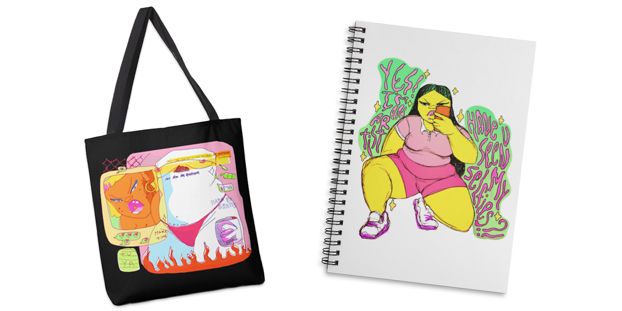 “Nothing is free” Tote Bag and “Yes, I’m an artist” Lined Spiral Notebook by bbywacha