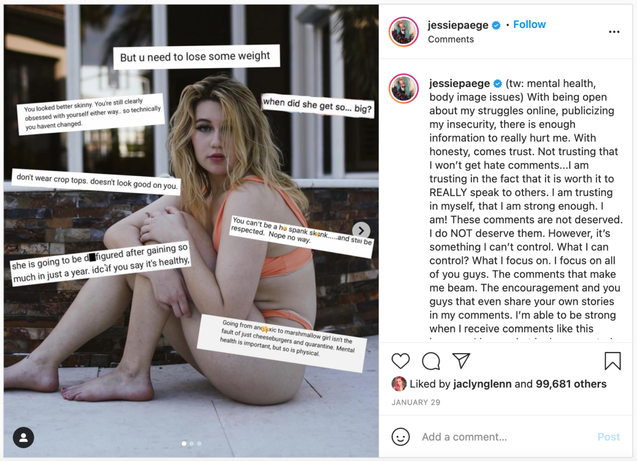 Jessie Paege Instagram post