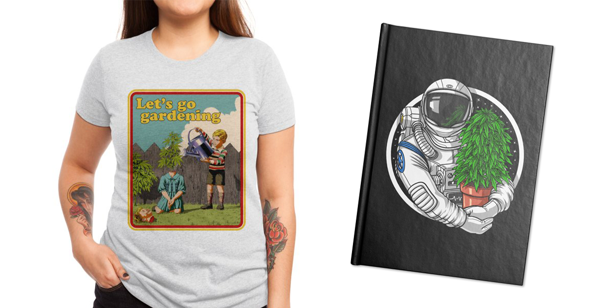 “Let's Go Gardening” Women’s Triblend T-Shirt by khairulanam87 and “Astronaut Weed Grower” Notebook by AkashaTees