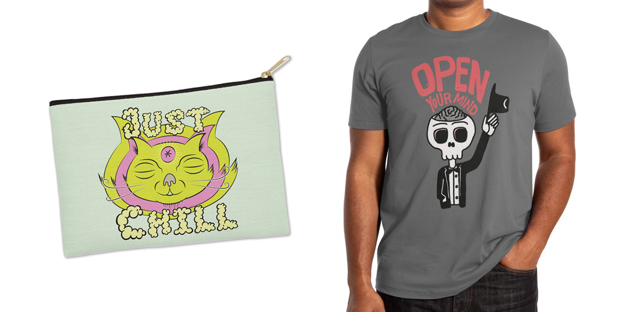 “Just Chill” Zip Pouch by marsin84 and “Open Your Mind” Men’s Extra Soft T-Shirt by rjartworks