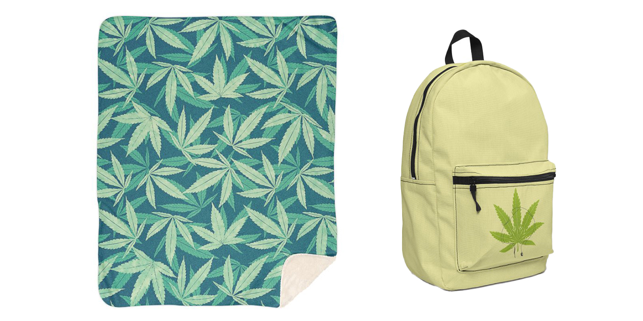 “Hemp!” Sherpa Blanket by badbugs_art and “Ganjaboards” Backpack by opippi