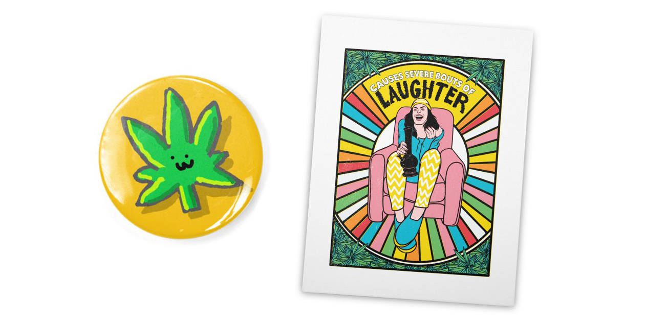 “Weeed.” Pin by aarontheoddone and “Bouts of Laughter” Stretched Canvas Art Print by rjartworks
