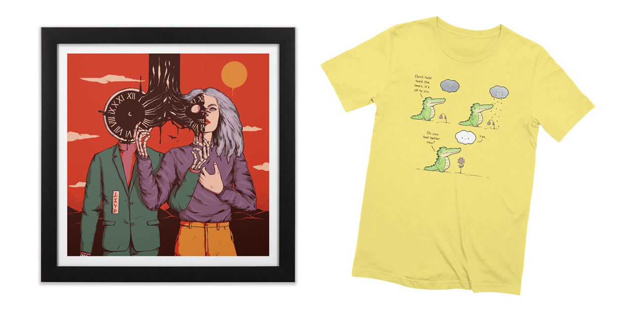 “Shared Time” Framed Fine Art Print by fhigi25 and “It’s Okay to Cry” Men’s Extra Soft T-Shirt by Buddy Gator