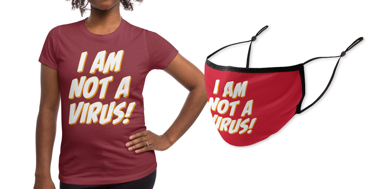 “I Am Not a Virus” Women’s Fitted T-Shirt and Premium Face Mask by mangalee