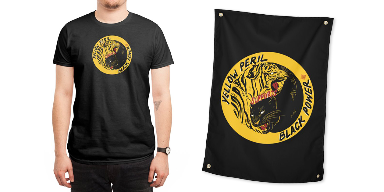 “Yellow Peril Supports Black Power” Men’s Regular T-Shirt and Tapestry by bonztex