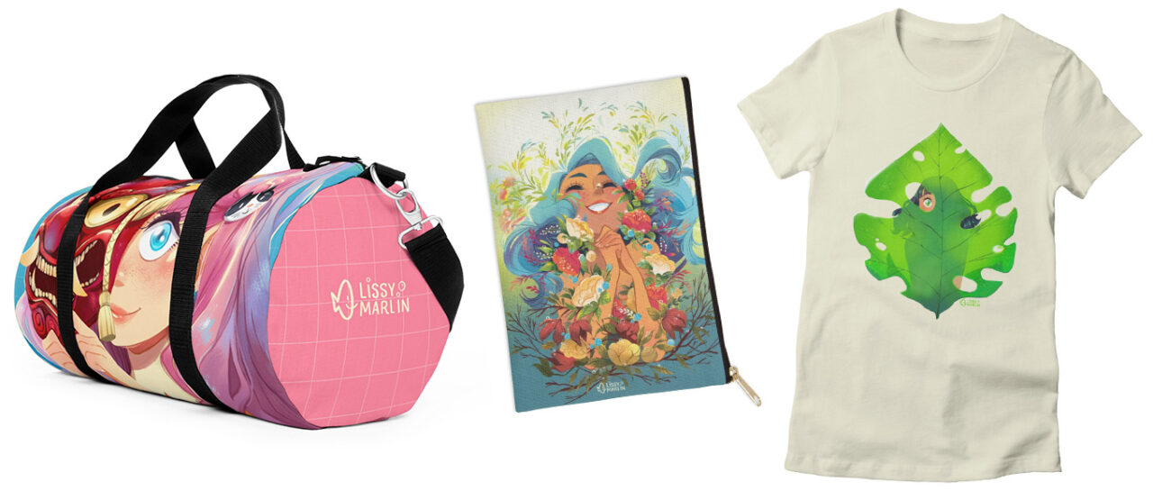 “Oni” Duffel Bag | “Rebirth” Zip Pouch | “Midori” Women’s Fitted T-Shirt