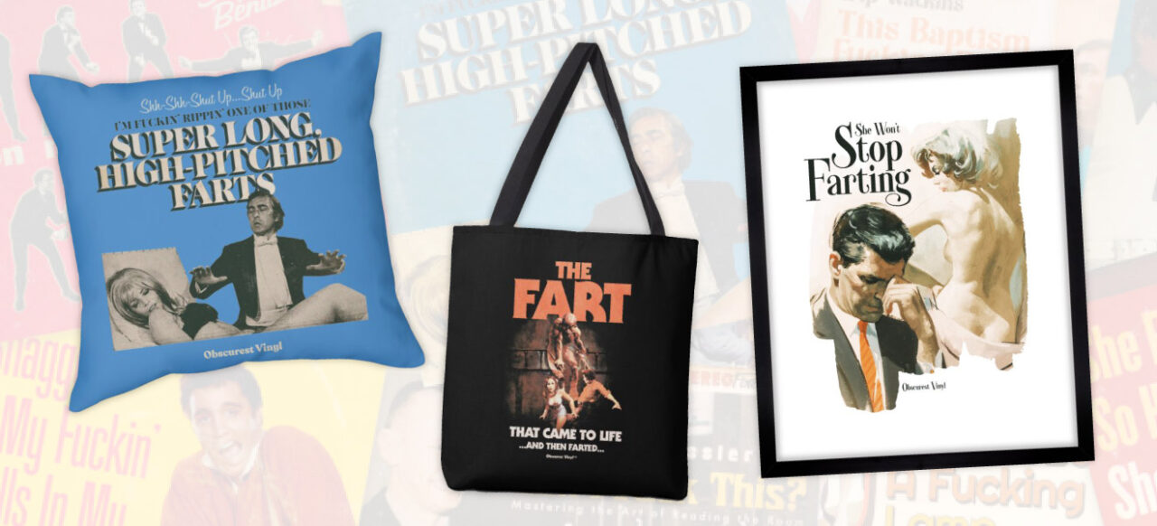 “Super Long High-Pitched Farts” Throw Pillow | “The Fart That Came to Life…And Then Farted” Tote Bag | “She Won’t Stop Farting” Framed Fine Art Print